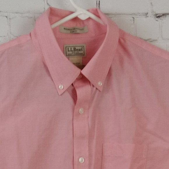 LL Bean Pink Button Down Long Sleeve Shirt Size XL - Picture 3 of 5